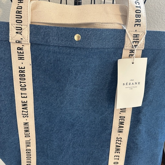 Sezane Denim Weekender Tote - Picture 2 of 8